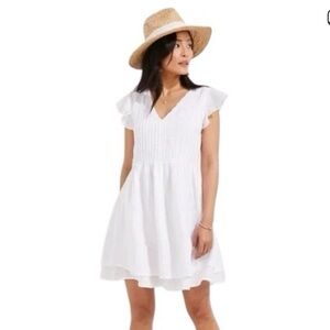 VINEYARD VINES Women's Linen Pintuck Dress In White Cap